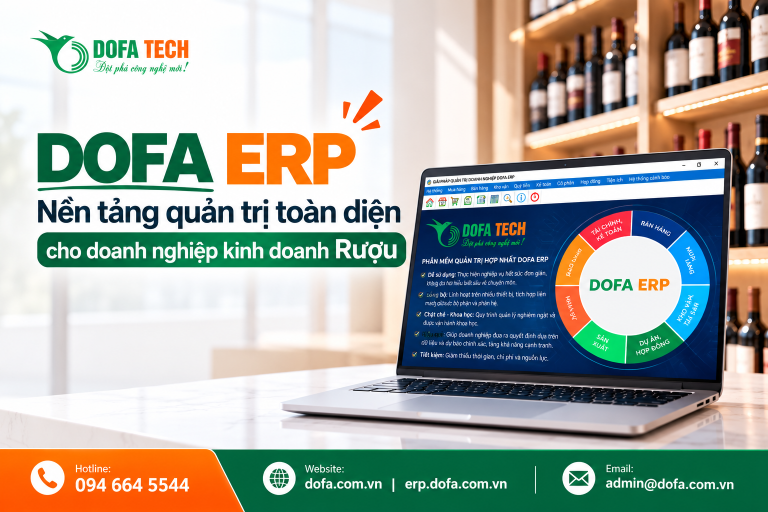Ứng dụng phần mềm DOFA ERP trong quản lý cửa hàng Rượu